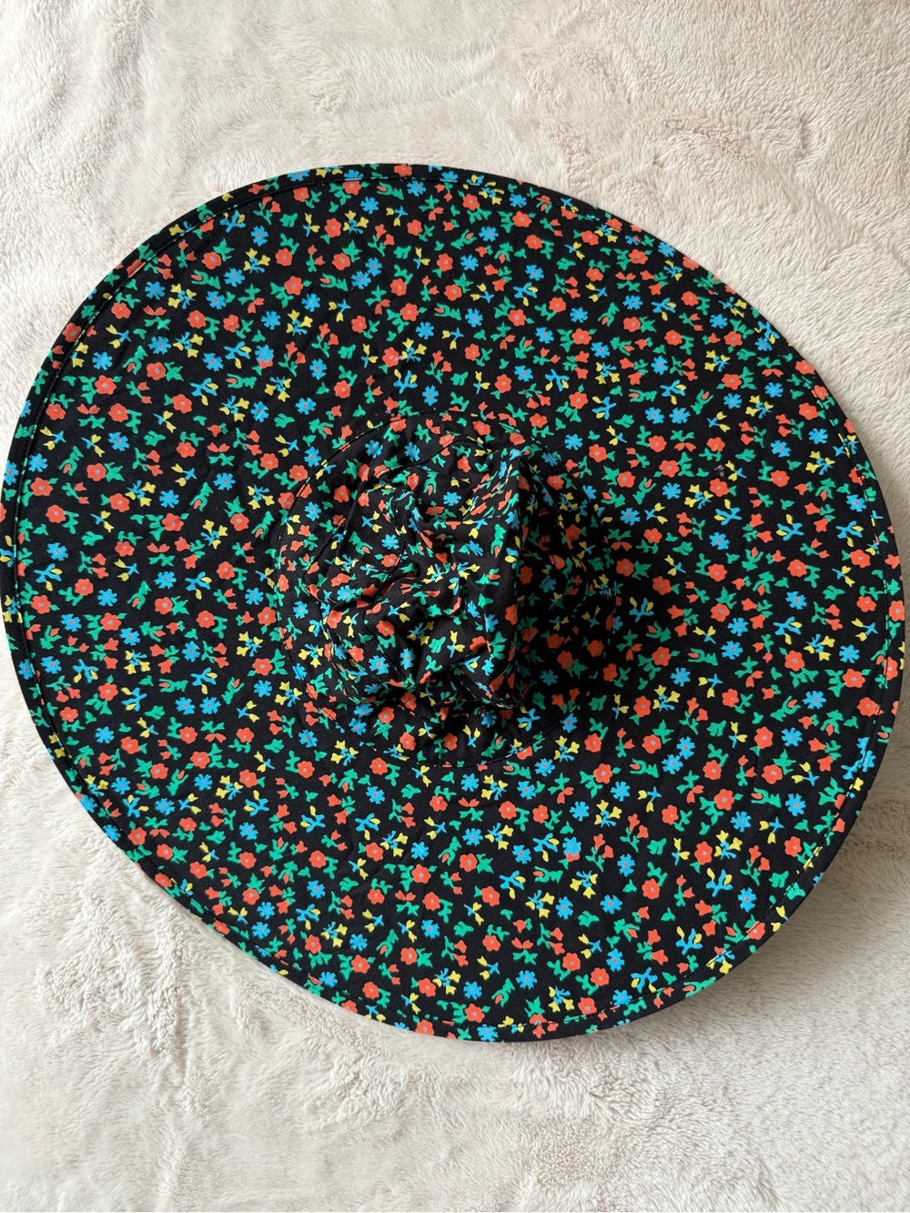 BAGGU Packable Sun Hat Black Calico Floral NWOT - Picture 2 of 11